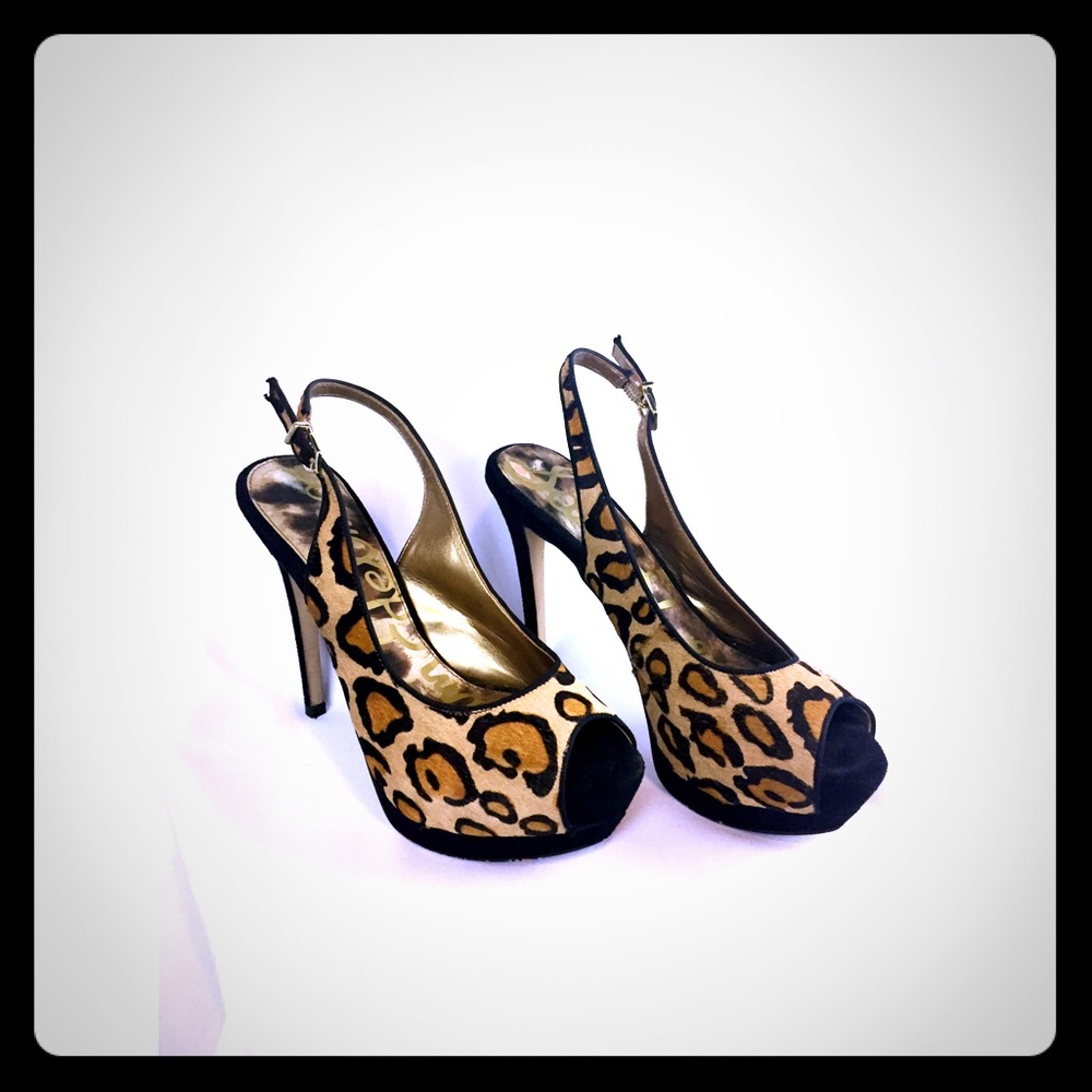 Sling back leopard heels,  Sam&Libby size 6.5